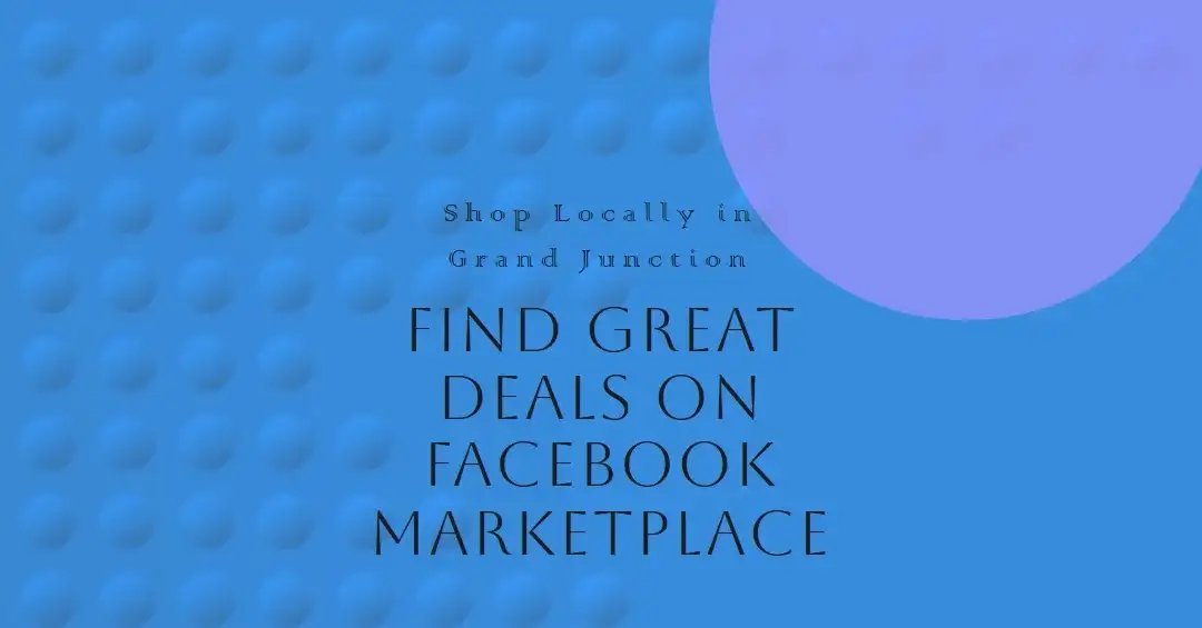 Promotional graphic for Facebook Marketplace with text overlay and a blue background.